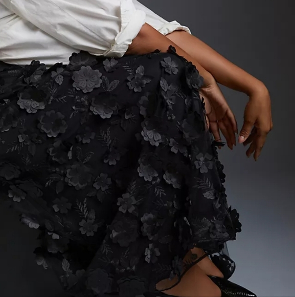 Anthropologie Black Floral Skirt - Picture 4 of 15